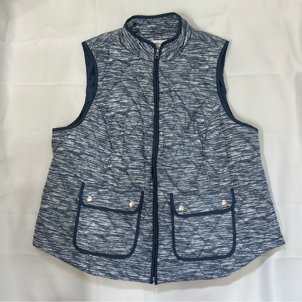 Croft & Barrow Lightweight Quilted Vest with Pockets Blue Sz 1X